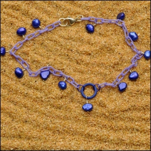 Lilac Anklet with Deep Blue Pearls