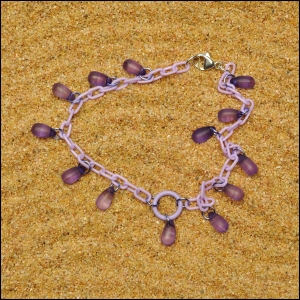 Lavender Anklet with Grape Teardrops