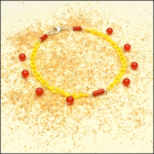 Lemon Anklet with Red Jade