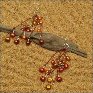 Copper, Bronze and Tangerine Pearl Earrings