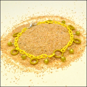 Lemon Yellow Lightweight Anklet with Olive Moonglow and O-Rings