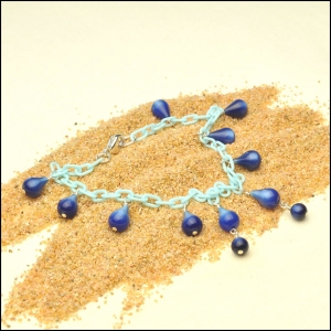 Light Blue Anklet with Sapphire Teardrops