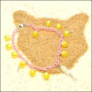 Pink Anklet with Lemon Yellow Moonglow Rounds