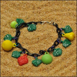 West German Vintage Fruit and Leaf Bracelet