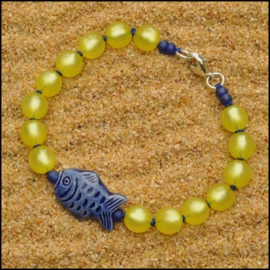 Yellow with Blue Peruvian Fish Bracelet
