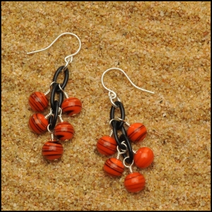 Tangerine and Black Swirl Earrings