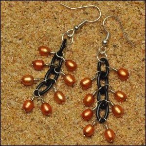 Tangerine Rice Pearl Earrings