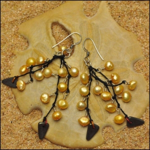 Golden Pearls and Dagger Earrings