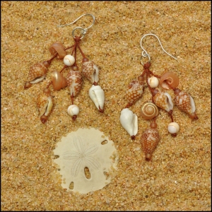 Coral and White Shell Earrings